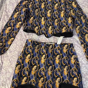 Zara Blue and Yellow Patterned Garment